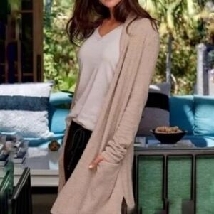 Barefoot Dreams CozyChic Lite Knit Open front Longline Cardigan